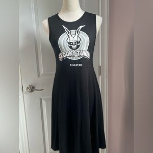 Killstar Large Black Midi Dress with Print